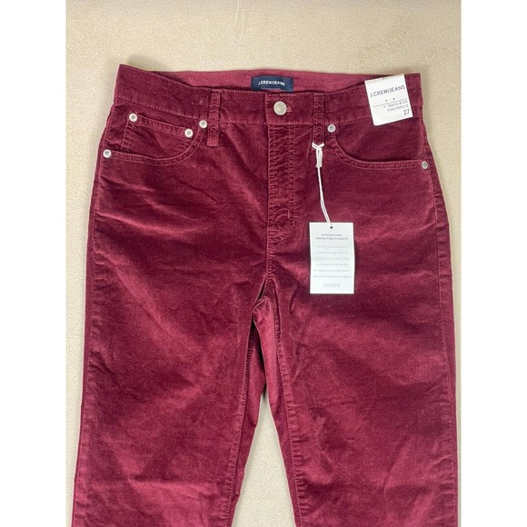 JCREW 9" high-rise toothpick jean in velvet Adult 27 Crimson Maple Womens NWT - Picture 2 of 14